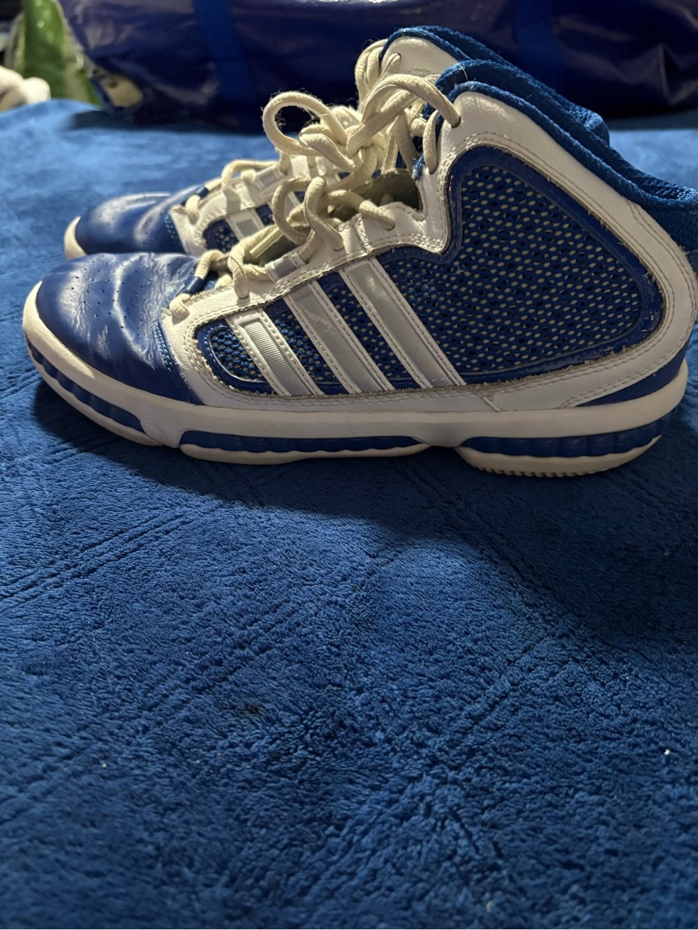 adidas Kids Blue and White High-Top Sneakers